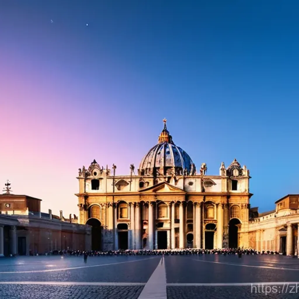 바티칸 시국 내 사진 촬영 규칙 - **St. Peter's Square at Dawn:** A breathtaking wide-angle shot of St. Peter's Square during the earl...