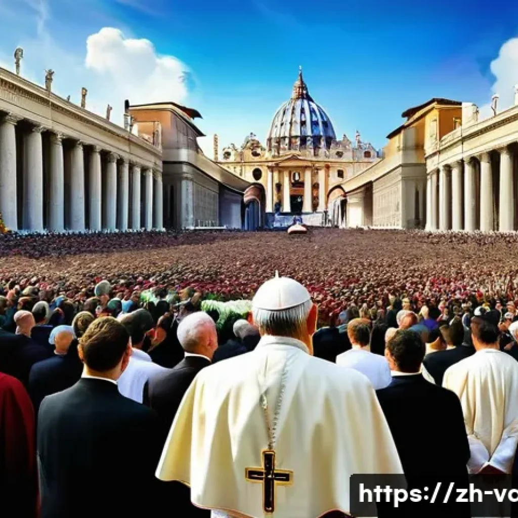 바티칸 시국과 유럽 연합 관계 - A majestic scene depicting the Vatican City as a spiritual and political center, featuring the iconi...