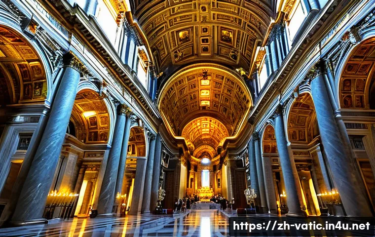 바티칸 시국과 다빈치 코드 - A majestic interior view of St. Peter&rsquo;s Basilica in Vatican City during daylight, showcasing the gra...